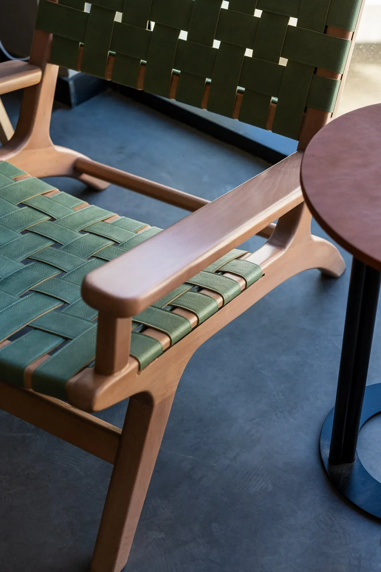Recording room showing acoustic panels and custom desk installation