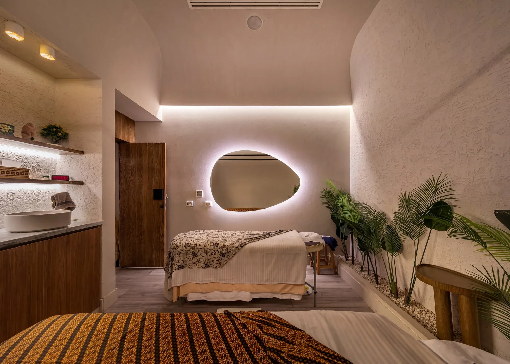 Spa area showing custom vanities and massage room millwork