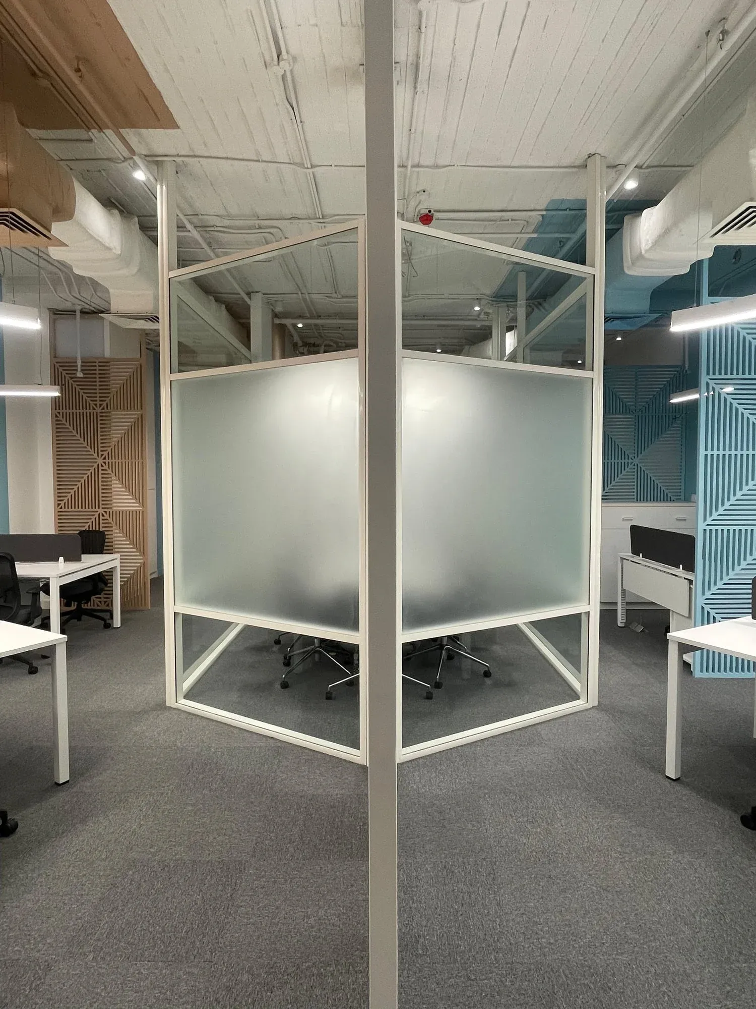 Detail of HPL cabinet construction showing material quality and joinery