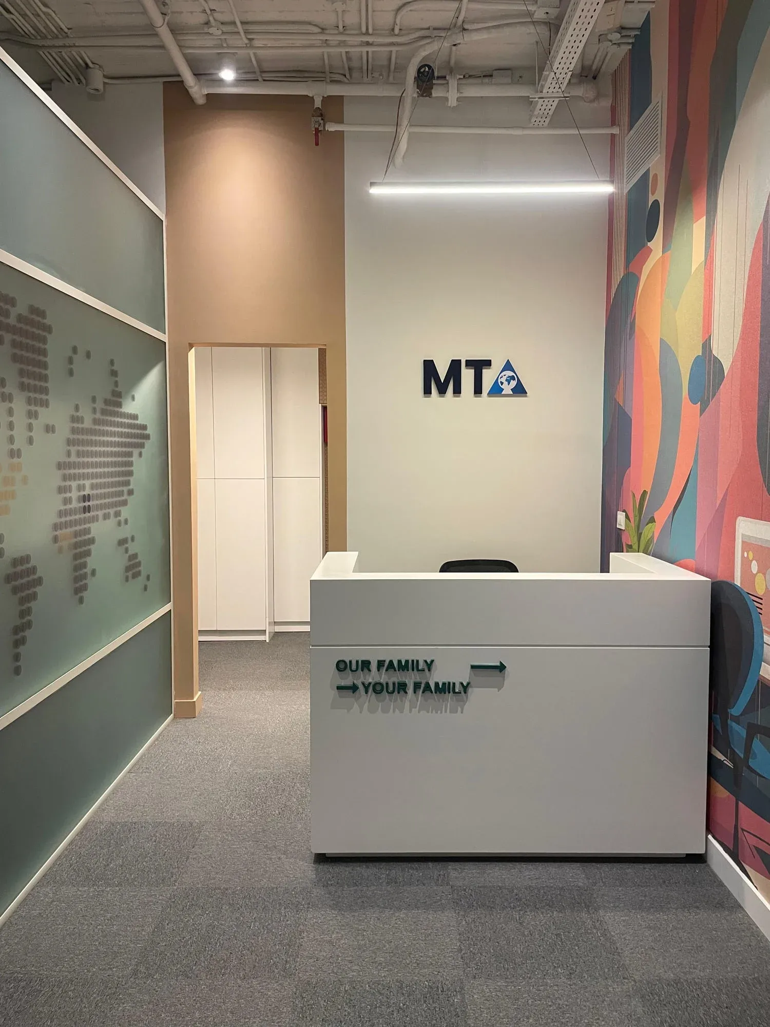 Reception desk showing Doku finish and material integration