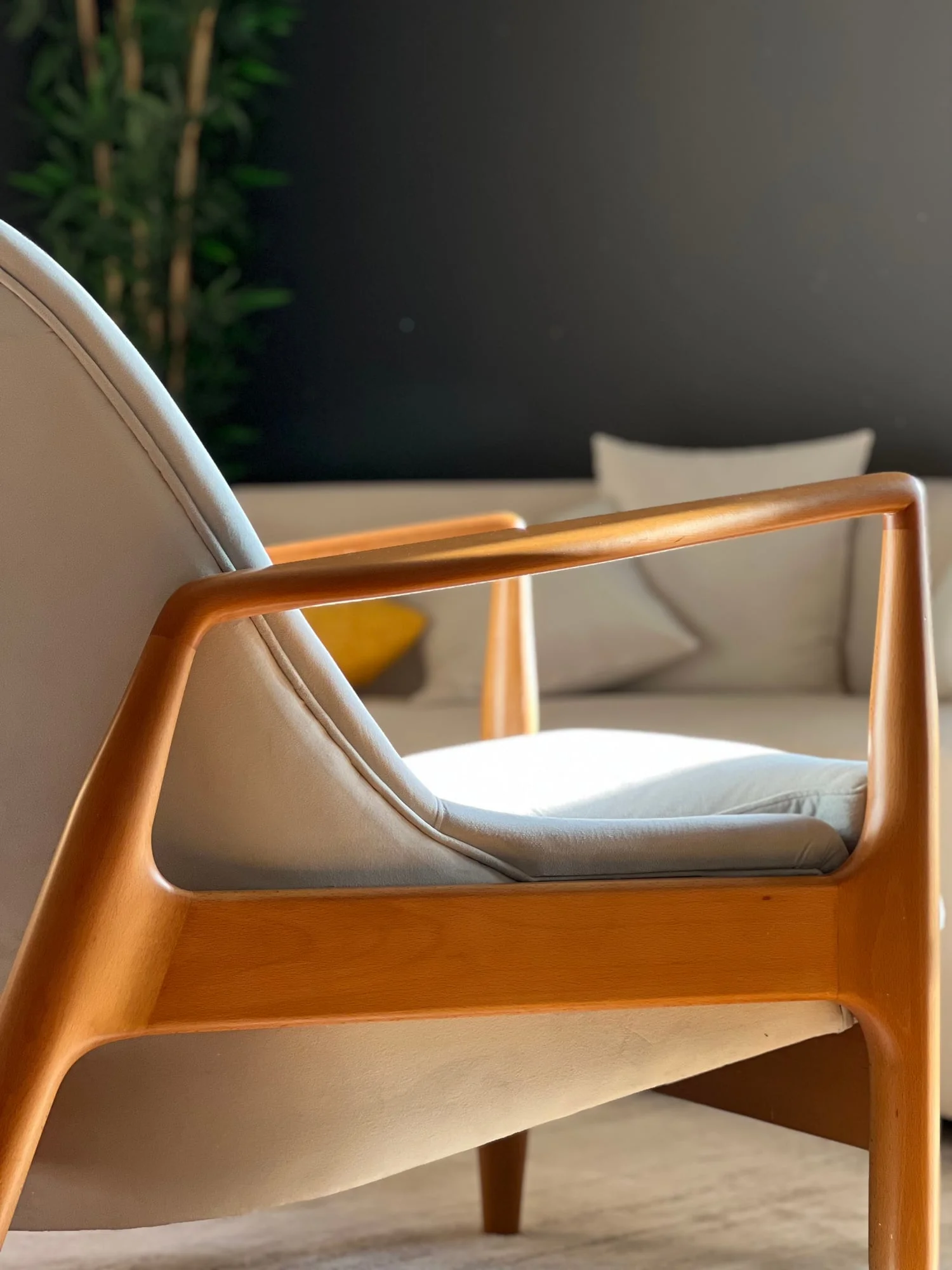 Designer working on interior design sketches and material samples